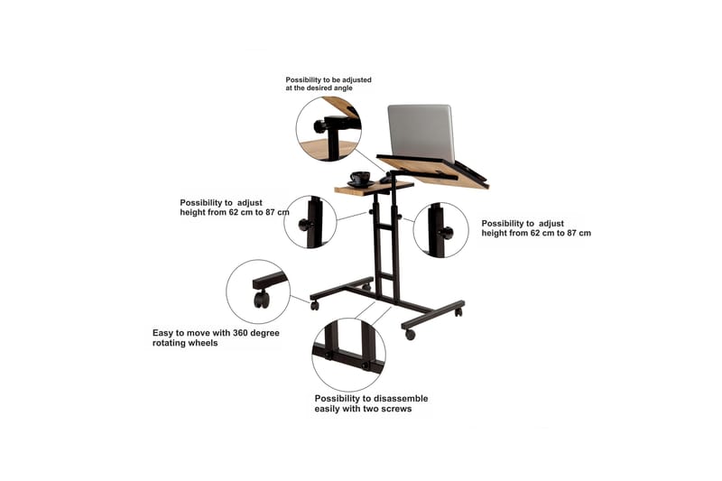 GIRLENE Ståskrivbord 67 cm Trä/natur/Svart - Trä/Natur/Svart - Möbler - Hemmakontor - Skrivbord