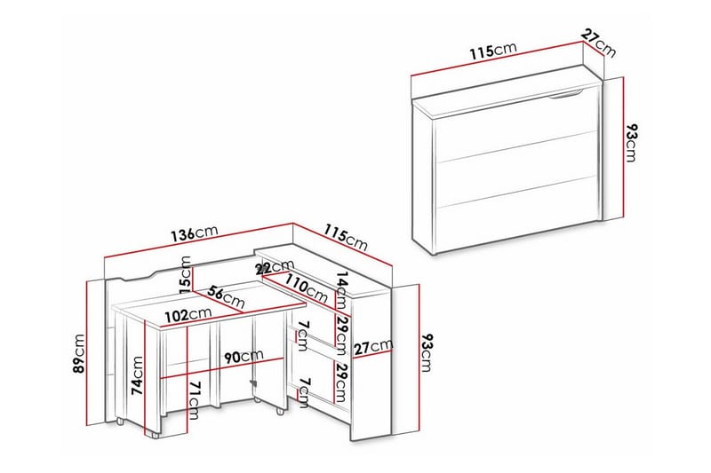 Grianan Skrivbord 136 cm Grå - Möbler - Hemmakontor - Skrivbord