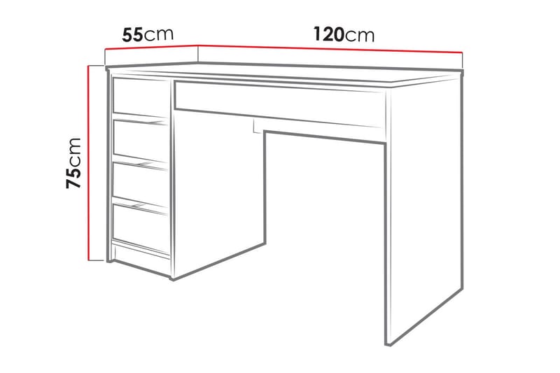 HARRIETTE Skrivbord 120 cm med Förvaring 5 Lådor Vit/Vit Hög - Vit - Möbler - Hemmakontor - Skrivbord