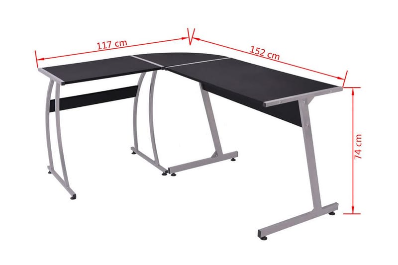 Hörnskrivbord L-formad svart - Svart - Möbler - Hemmakontor - Skrivbord