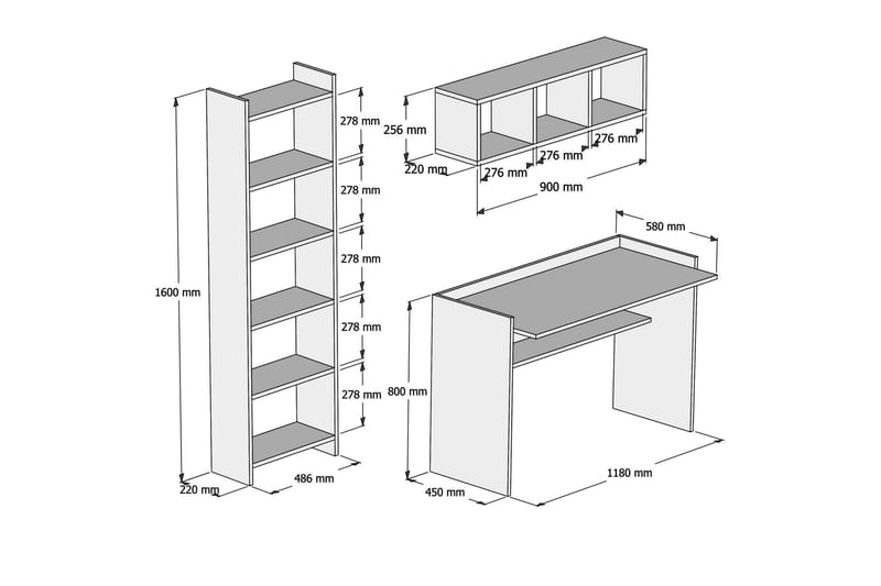 HYLEIGH Kontorsmöbelset 118 cm Vit - Möbler - Hemmakontor - Skrivbord