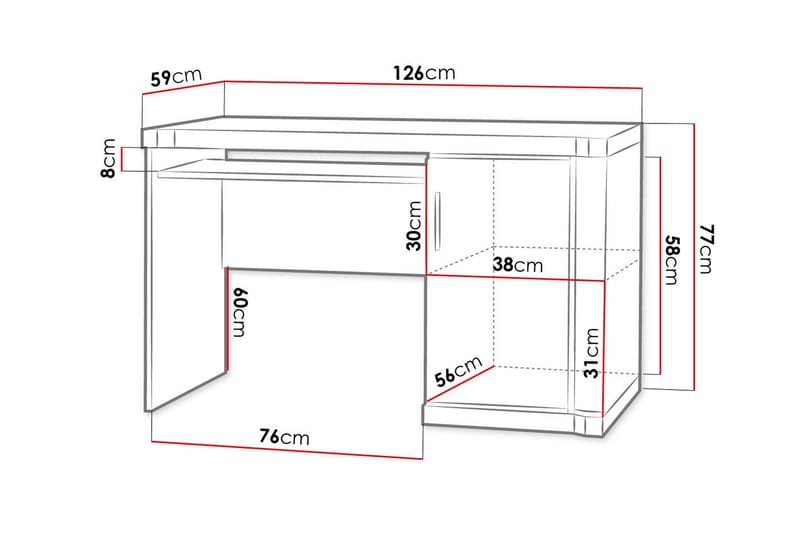 MARRS Skrivbord 126 cm med Förvaring Skåp Tryffel/Grå - Grå - Möbler - Hemmakontor - Skrivbord