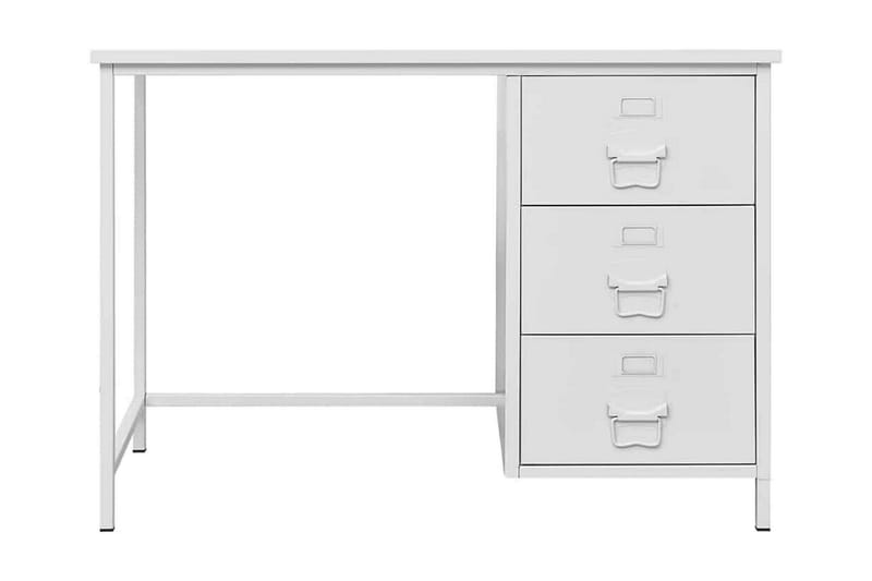 Skrivbord med lådor industriell vit 105x52x75 cm stål - Vit - Möbler - Hemmakontor - Skrivbord