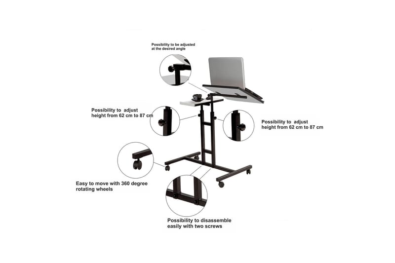 NAEEM Ståskrivbord 67 cm Katt Svart - Svart/Vit - Möbler - Hemmakontor - Skrivbord