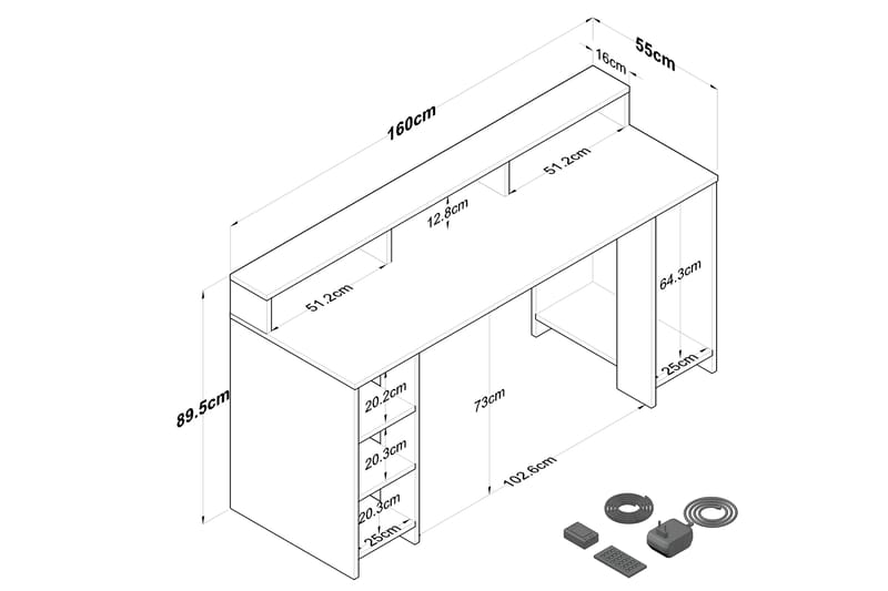 Nanak Skrivbord 160 cm Valnöt/Antracit - Skrivbord - Bord