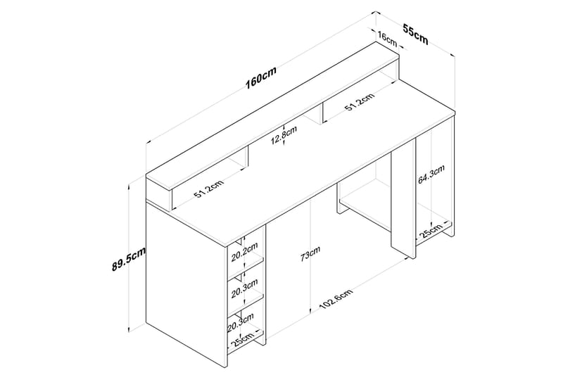 Parsant Skrivbord 160 cm Valnöt/Antracit - Skrivbord - Bord