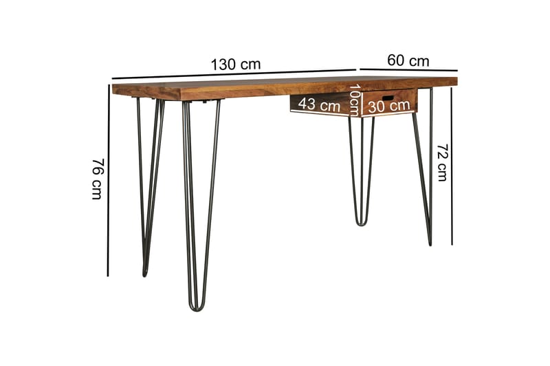 RIVITUSO Skrivbord 130 cm med Förvaring Låda Massivt Trä/Sva - Möbler - Hemmakontor - Skrivbord