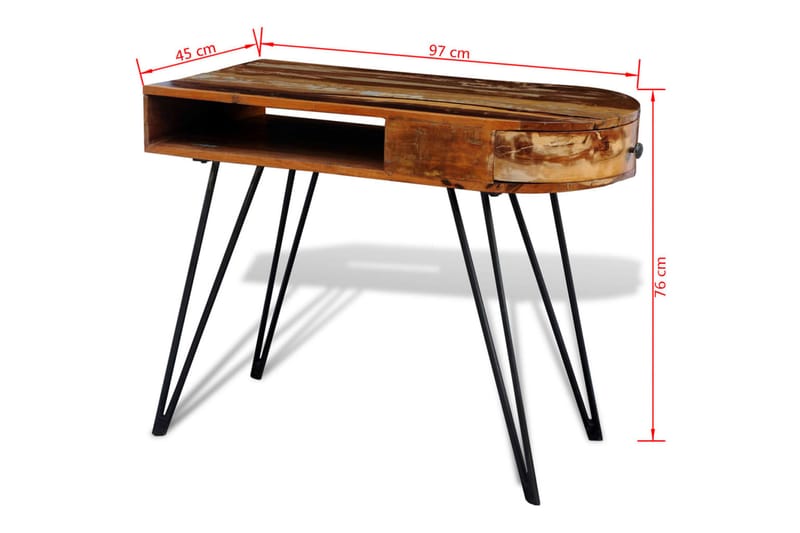 Skrivbord återvunnet massivt trä med järnben - Brun - Möbler - Hemmakontor - Skrivbord