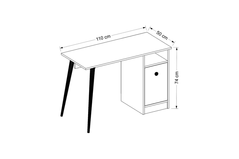 TERVETE Skrivbord 110 cm med Förvaring Hylla + Skåp Vit - Möbler - Hemmakontor - Skrivbord