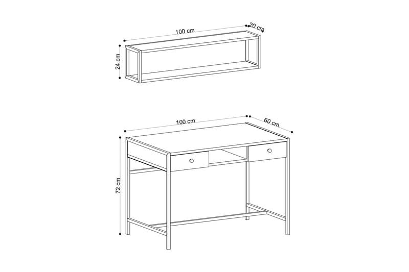 ULLVANE Skrivbord 100 cm med Förvaring 2 Lådor + Hylla Brun - Möbler - Hemmakontor - Skrivbord