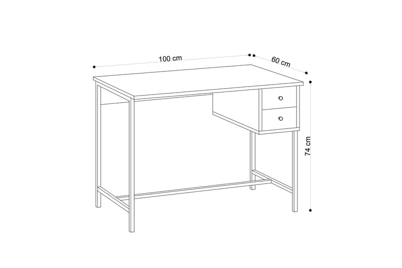 ULLVANE Skrivbord 100 cm med Förvaring 2 Lådor Natur/Svart - Möbler - Hemmakontor - Skrivbord