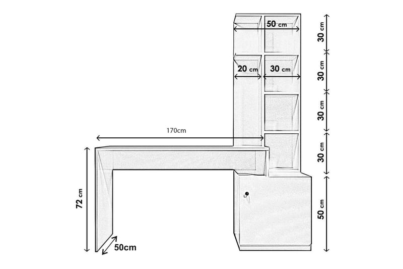 WOUBRUGGE Skrivbord 170 cm Vit/Röd - Möbler - Hemmakontor - Skrivbord