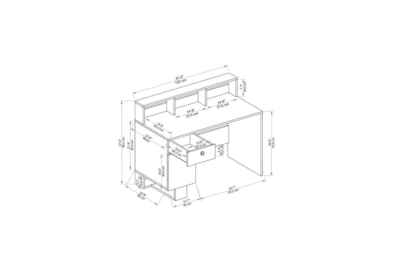 Sneker Skrivbord 60x120 cm Brun/Beige - Möbler - Hemmakontor - Skrivbord