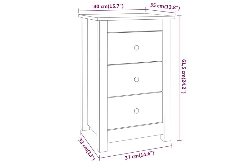 beBasic Sängbord 2 st 40x35x61,5 cm massiv furu - Möbler - Sovrum - Sängbord