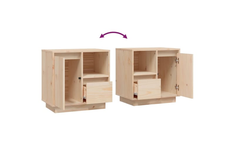 beBasic Sängbord 2 st 50x34x50 cm massivt furuträ - Möbler - Sovrum - Sängbord