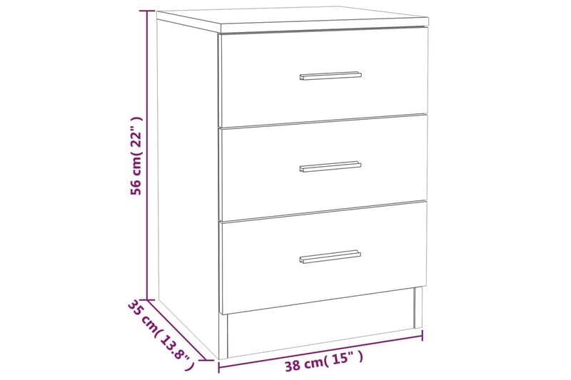 beBasic Sängbord 2 st brun ek 38x35x56 cm konstruerat trä - Möbler - Sovrum - Sängbord