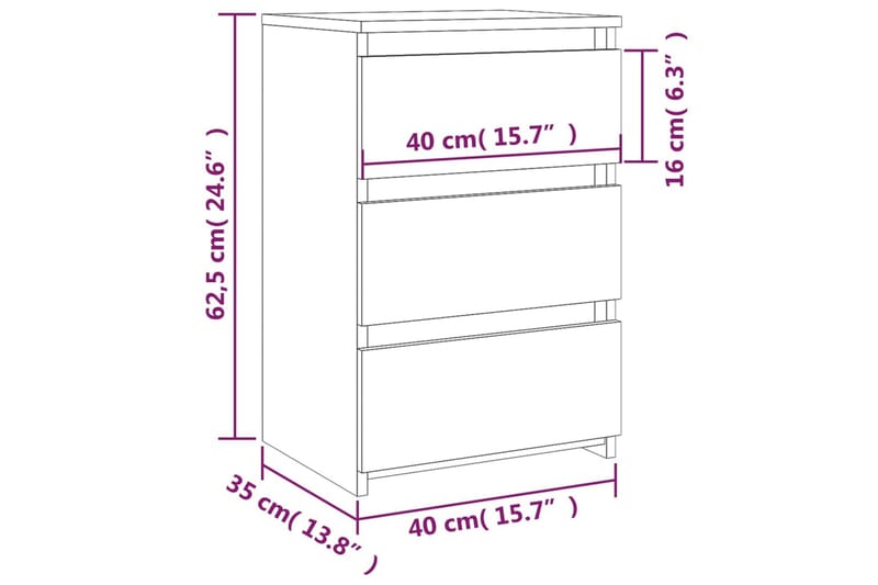 beBasic Sängbord 2 st brun ek 40x35x62,5 cm konstruerat trä - Möbler - Sovrum - Sängbord