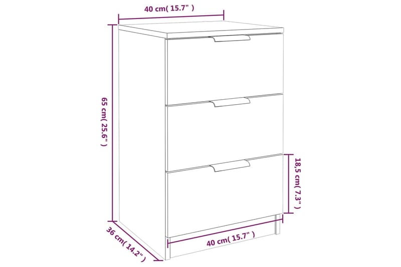 beBasic Sängbord 2 st brun ek 40x36x65 cm - Möbler - Sovrum - Sängbord