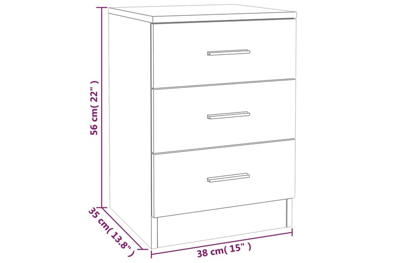 beBasic Sängbord 2 st rökfärgad ek 38x35x56 cm konstruerat trä - Möbler - Sovrum - Sängbord