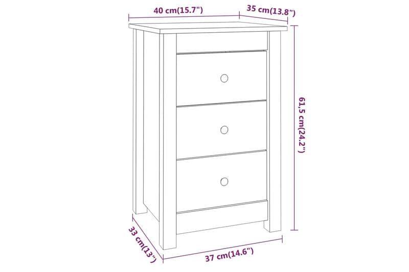 beBasic Sängbord 40x35x61,5 cm massiv furu - Möbler - Sovrum - Sängbord