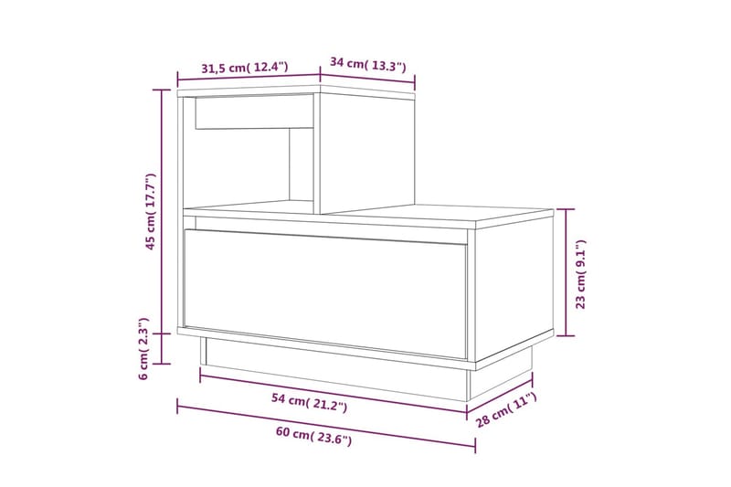 beBasic Sängbord honungsbrun 60x34x51 cm massiv furu - Möbler - Sovrum - Sängbord