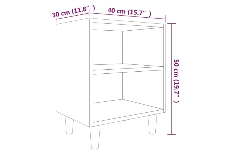 beBasic Sängbord med ben i massivt trä 2 st brun ek 40x30x50 cm - Möbler - Sovrum - Sängbord