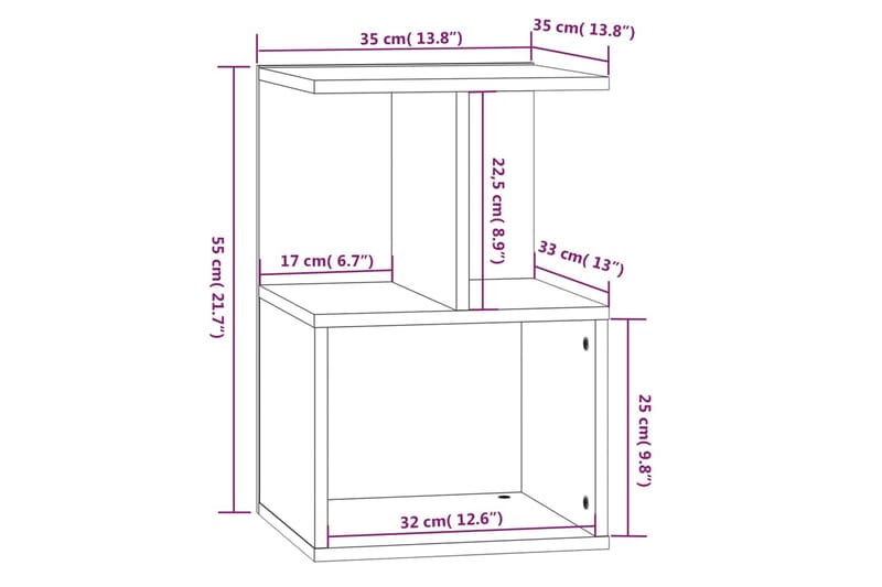 beBasic Sängbord rökfärgad ek 35x35x55 cm konstruerat trä - Möbler - Sovrum - Sängbord