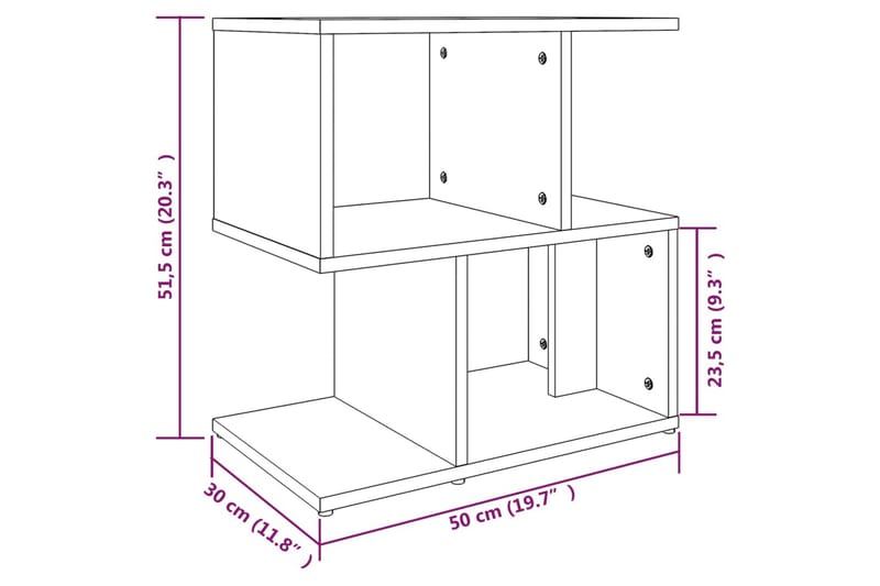 beBasic Sängbord rökfärgad ek 50x30x51,5 cm konstruerat trä - Möbler - Sovrum - Sängbord