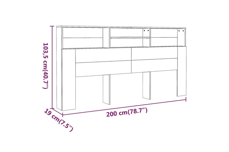 beBasic Sänggavel med förvaring brun ek 200x19x103,5 cm - Möbler - Sovrum - Sänggavlar