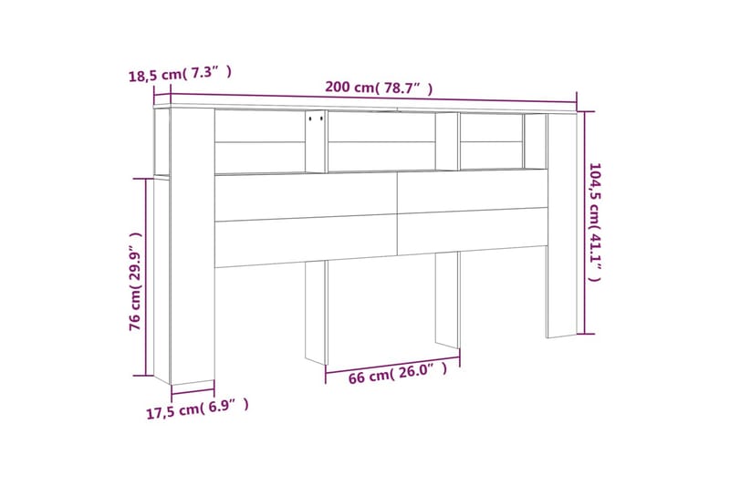 beBasic Sänggavel med förvaring vit 200x18,5x104,5 cm - Sänggavlar