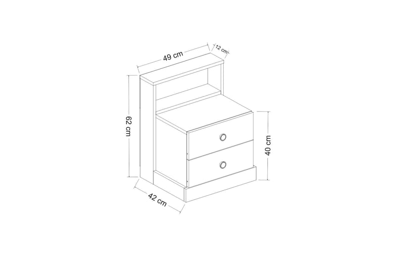 CADBIE Sängbord 49 cm Vit - Möbler - Sovrum - Sängbord