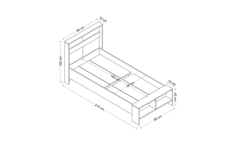 CADBIE Sängram 99x215 cm Vit - Möbler - Sovrum - Sängram & sängstomme