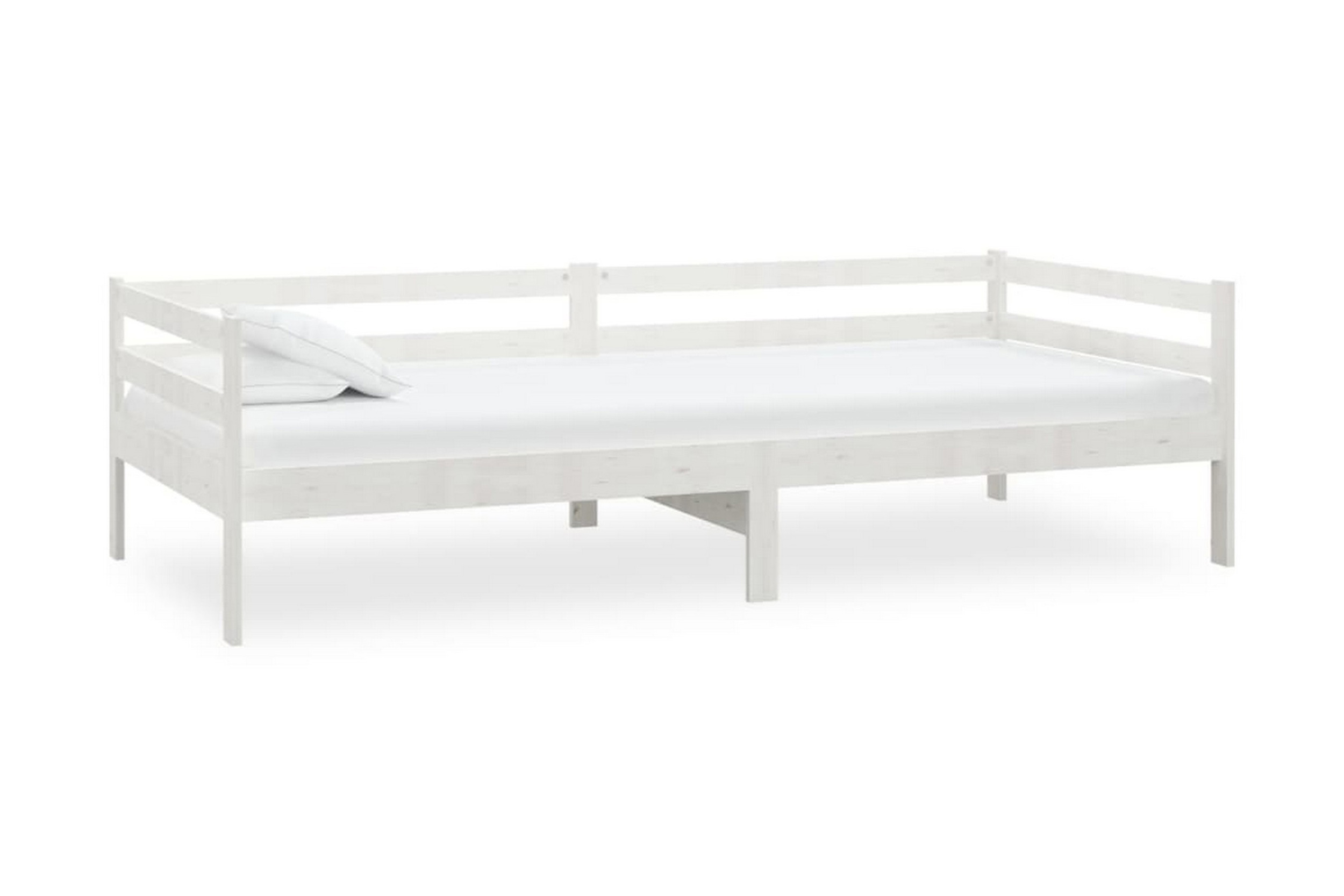 Dagbädd med madrass vit 90×200 cm massiv furu – Vit