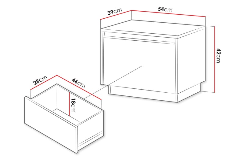 DUVERED Sängbord 54 cm Svart - Möbler - Sovrum - Sängbord