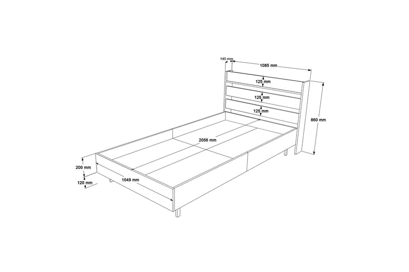 Erhan Sängbord 205,6 cm Vit - Möbler - Sovrum - Sängbord