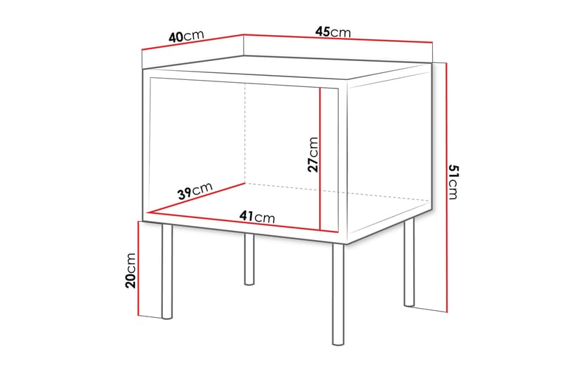 FALER Sängbord 45 cm Svart - Möbler - Sovrum - Sängbord