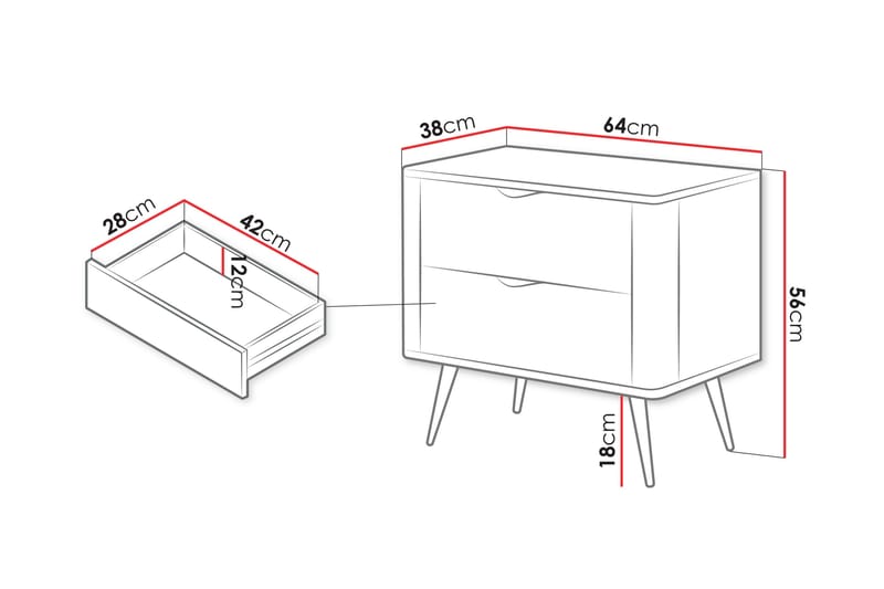 Forba Sängbord 64 cm - Beige - Möbler - Sovrum - Sängbord