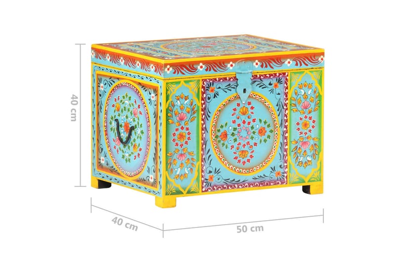 Handmålad förvaringskista 50x40x40 cm massivt mangoträ - Flerfärgad - Möbler - Sovrum - Förvaring sovrum - Sängkista