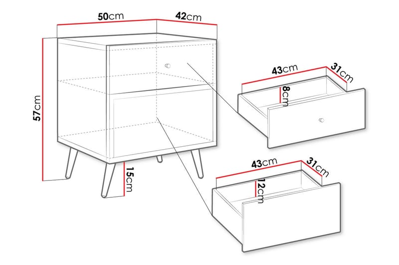 Hester Sängbord 50 cm Sand beige - Möbler - Sovrum - Sängbord