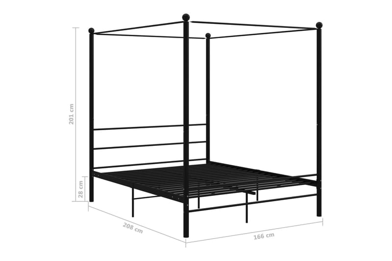 Himmelsäng svart metall 160x200 cm - Svart - Möbler - Sovrum - Sängram & sängstomme