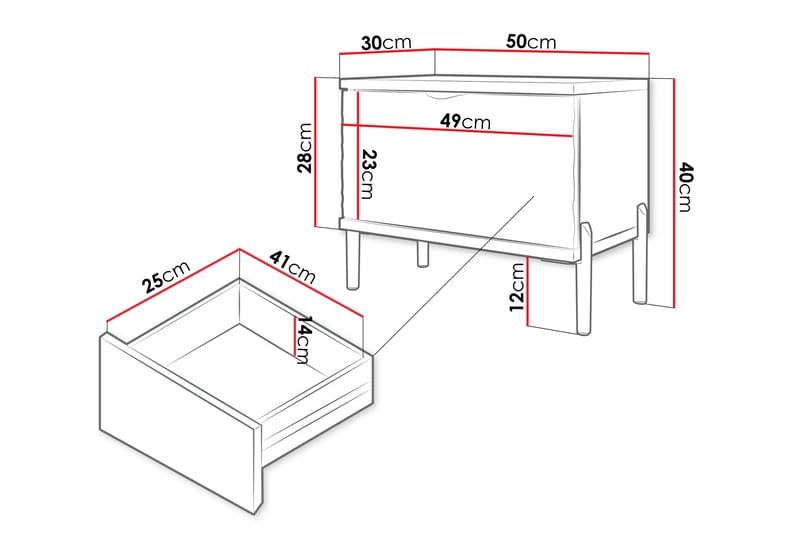 Holmes Sängbord 50 cm Vit - Möbler - Sovrum - Sängbord