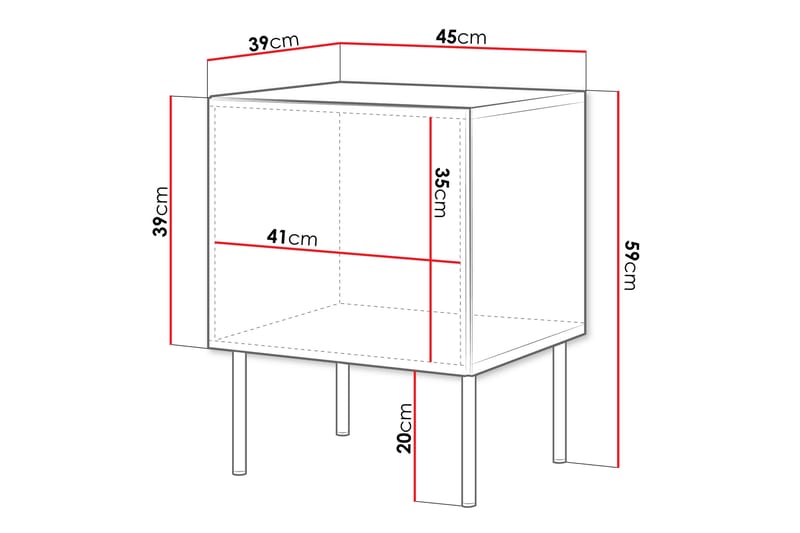 Laholm Sängbord 45 cm Svart - Möbler - Sovrum - Sängbord