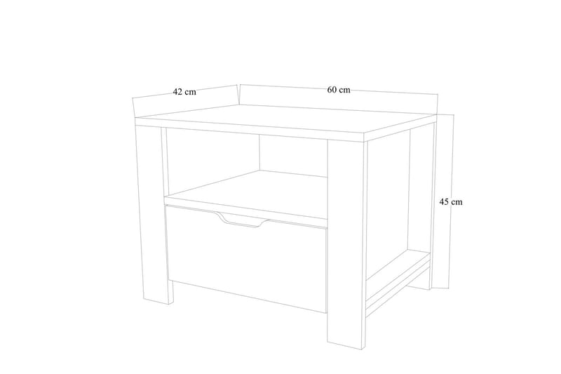 LIFAST Sängbord 60 cm Ljusbrun/Vit - Möbler - Sovrum - Sängbord