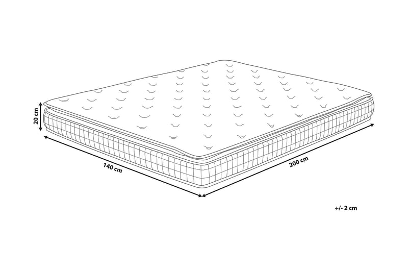 CHAMAGNE Resårmadrass 140x200 cm Fast Memoryskum Vit - Vit - Möbler - Sovrum - Madrasser - Resårmadrass & resårbotten