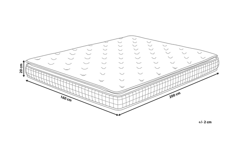 CHAMAGNE Resårmadrass 160x200 cm Fast Memoryskum Vit - Vit - Möbler - Sovrum - Madrasser - Resårmadrass & resårbotten