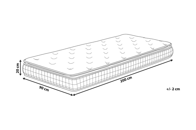 CHAMAGNE Resårmadrass 90x200 cm Medelfast Memoryskum Vit - Vit - Möbler - Sovrum - Madrasser - Resårmadrass & resårbotten