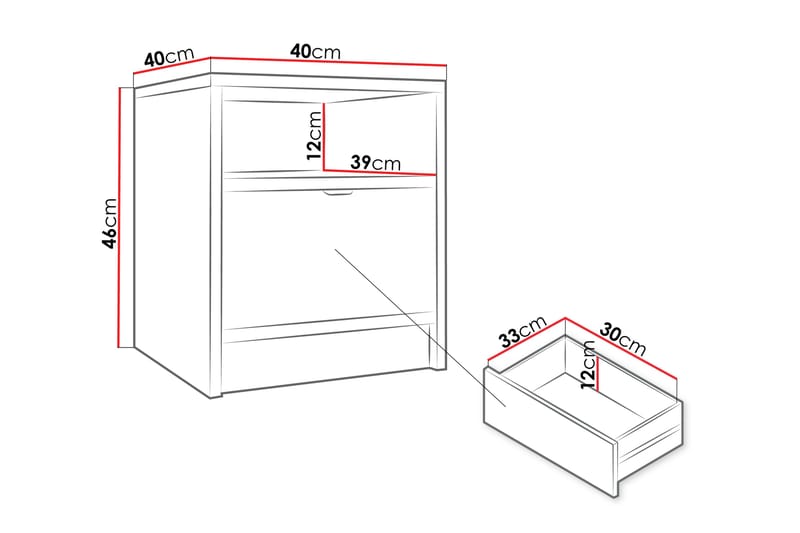 Munkedal Sängbord 40 cm Vit - Möbler - Sovrum - Sängbord