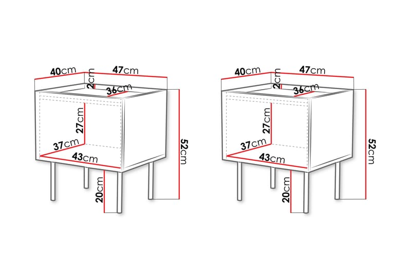 Munkedal Sängbord 47 cm Svart - Möbler - Sovrum - Sängbord