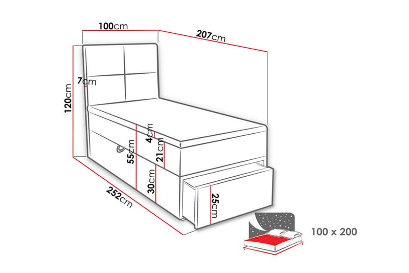 Bodskatan Sängpaket Kontinentalsäng 100x200 cm - Grå - Möbler - Sovrum - Sängar - Komplett Sängpaket