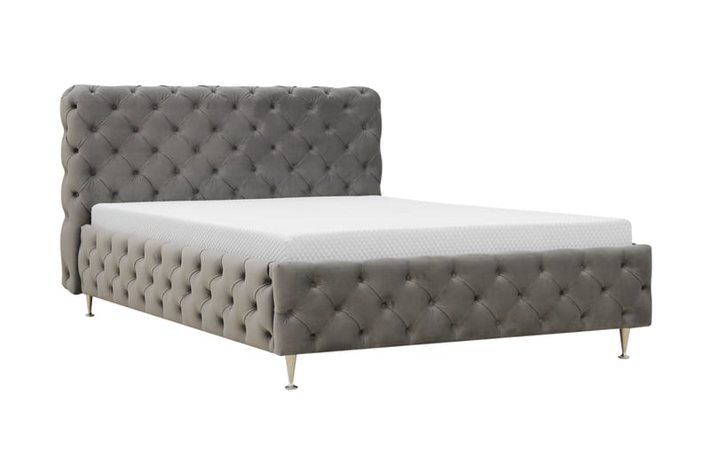 Chesterfield Komplett Sängpaket Sängram med Madrass 120x200 cm - Grå - Möbler - Sovrum - Sängar - Komplett Sängpaket